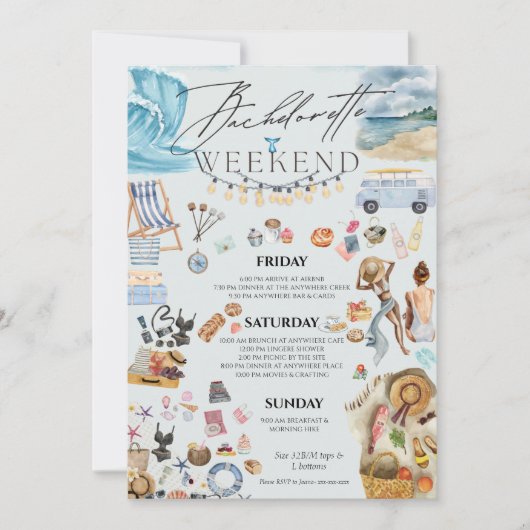Bachelorette-weekendprogramma Kaart (Voorkant)