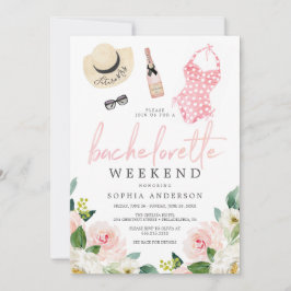 Bachelorette-weekendprogramma Luchtig Roze Bloemen Kaart