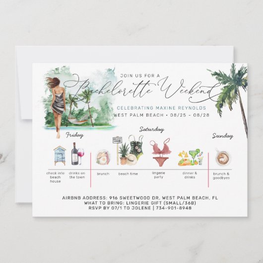 Bachelorette-weekendprogramma | Palm Beach Kaart (Voorkant)