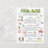 Bachelorette-weekendprogramma | Savannah, Georgia Uitnodiging Briefkaart (Voorkant / Achterkant)