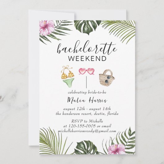 Bachelorette-weekendprogramma | Tropisch strand Kaart (Voorkant)