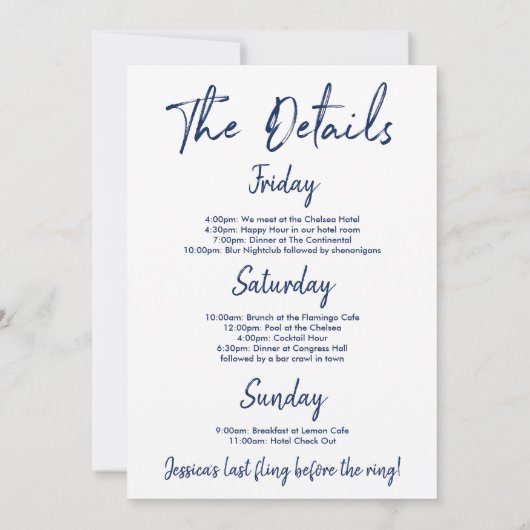 Bachelorette Weekendvaart Marine Kaart (Achterkant)