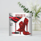 Bachelorette White Red High Hiel Shoes Kaart (Staand voorkant)