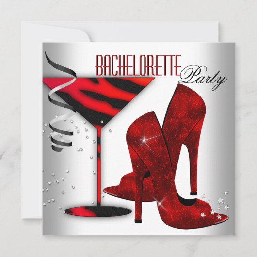 Bachelorette White Red High Hiel Shoes Kaart (Voorkant)