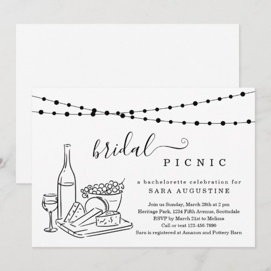 Bachelorette Wine Tasting and Cheese Board Party I Kaart (Voorkant / Achterkant)