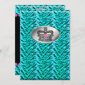 Bachelorette Zebra Jewelry Crown Party Invite PB Kaart (Voorkant / Achterkant)