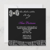 Bachelorette Zebra Paarse cocktail Kaart (Achterkant)