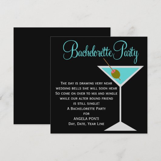 Bachelorette, zwart en Blauwgroen Kaart (Voorkant / Achterkant)