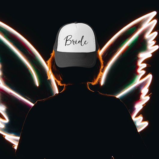 Bachelorette zwart-wit bruid trucker pet