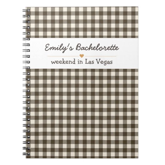 Bachelorette Zwarte Gingham Patroon Notitieboek (Voorkant)