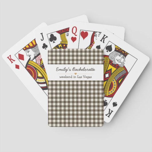 Bachelorette Zwarte Gingham Patroon Pokerkaarten (Achterkant)