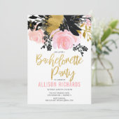 Bachelorette: zwarte goudbloem kaart (Staand voorkant)