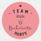 Bacheloretteam Ronde Sticker (Voorkant)