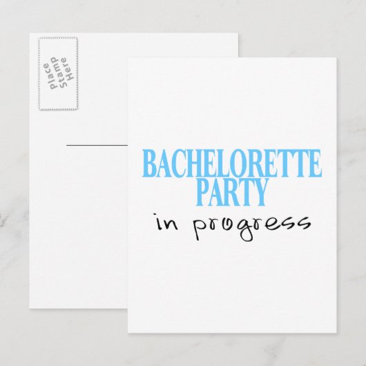 Bachelorettefeest in uitvoering (Blu) Uitnodiging Briefkaart (Voorkant / Achterkant)
