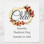 Bachelorettenfeest, ik doe crew, zonnebloemen, Roz Wijn Etiket (Enkel label)