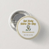 Bachelorettepartij, Huwelijkspartij Wit Goud Ronde Button 3,2 Cm (Voorkant /achterkant)