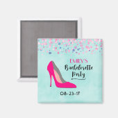 Bacheloretteparty met roze stiletto's magneet (Voorkant / Achterkant)