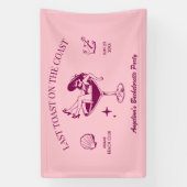 Bacheloretteparty op het strand: laatste toast aan spandoek (Verticaal)