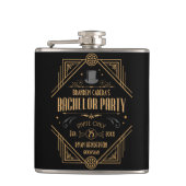 Bachelorfeest | Black & Gold Art Deco Speakeasy Heupfles (Voorkant)