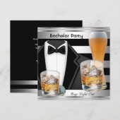 Bachelorfeest Heren Jongens Avond Uit Drank Tux Kaart (Voorkant / Achterkant)