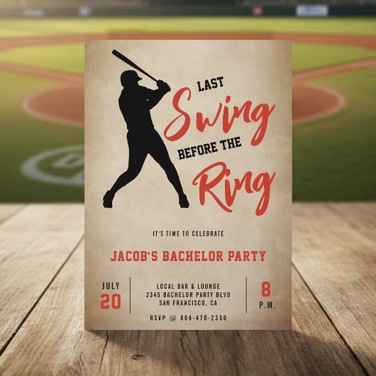 Bachelorfeest Honkbal Laatste Swing Voor de Ring Kaart