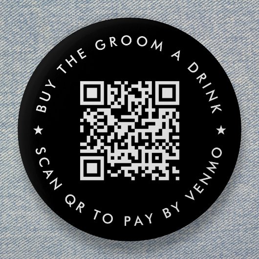 Bachelorfeest Koop de Bruidegom een Drink QR Code  Ronde Button 5,7 Cm