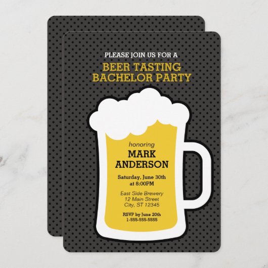 Bachelorfeest met bierproeverij kaart (Voorkant / Achterkant)