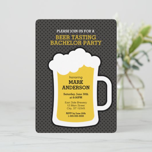 Bachelorfeest met bierproeverij kaart (Staand voorkant)