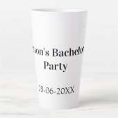 Bachelorfeest naam datum eenvoudig minimaal getuig latte mok (Voorkant)