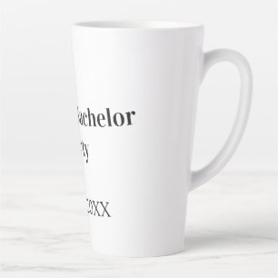 Bachelorfeest naam datum eenvoudig minimaal getuig latte mok