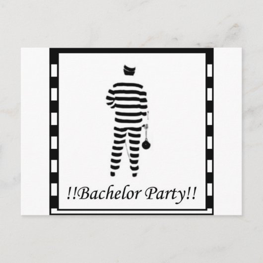 Bachelorpartij - Man in de gevangenis Uitnodiging Briefkaart (Voorkant)
