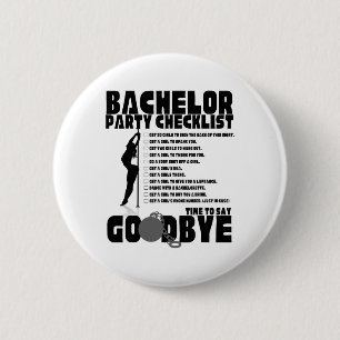 Bachelorparty Checklist Bruidegom Mannen  Ronde Button 5,7 Cm