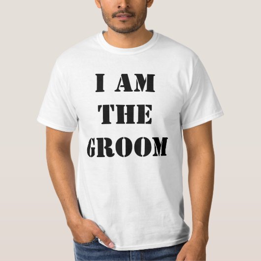 Bachelorparty ik ben de bruidegom grappig t-shirt (Voorkant)