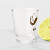 Bachelorparty / trouw bruine krullende snor shot glas (Links)