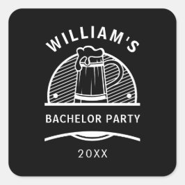 Bachelorparty zwart-witte biertjes vierkante sticker