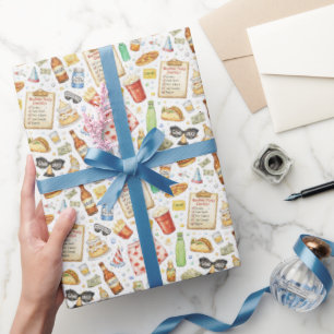 Bachelorpartychecklist – Grappig waterverfdesign Cadeaupapier