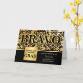 Bachelors Degree Afstuderen Faux Gold en Black Kaart (Gele Bloem)