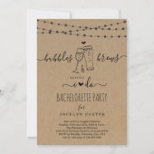 Bacherlorette partijuitnodiging voor bubbels & Bre Kaart (Voorkant)