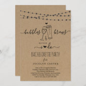 Bacherlorette partijuitnodiging voor bubbels & Bre Kaart (Voorkant / Achterkant)