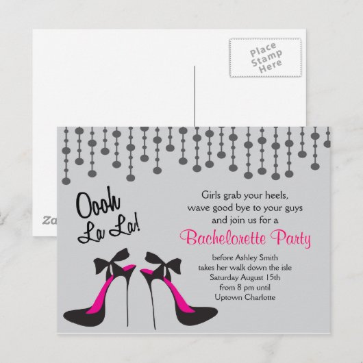 Bachlerotte Party / Meisjes avondje uit / Uitnodiging Briefkaart (Voorkant / Achterkant)