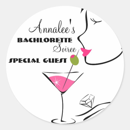 Bachlorette Martini Ronde Sticker (Voorkant)