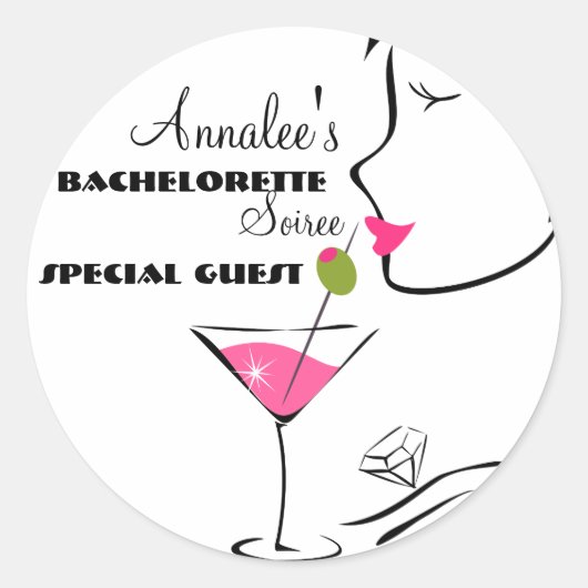 Bachlorette Martini Ronde Sticker (Voorkant)