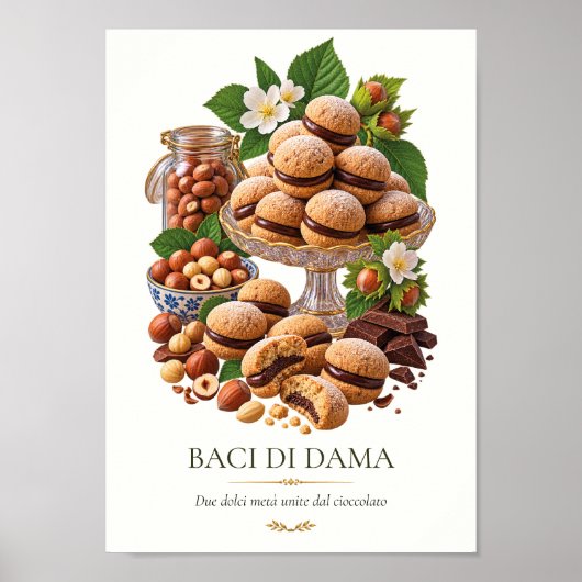 Baci di Dama – Vintage Italiaans dessert Poster (Voorkant)