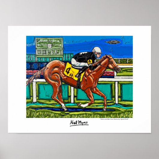"Bacio en de Great Kentucky Speed Duel" Poster (Voorkant)