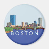 Back Bay Boston Skyline Computer Illustratie Magneet (Voorkant)