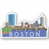 Back Bay Boston Skyline Computer Illustratie Sticker (Voorkant)