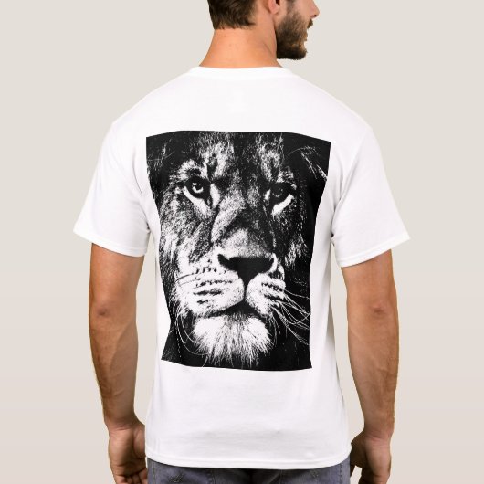 Back Design Moderne Pop Art Lion Face Sjabloon Man T-shirt (Achterkant)