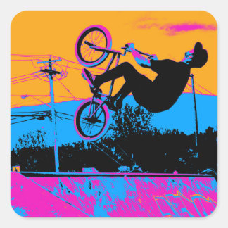 Back-flip BMX Vierkante Sticker