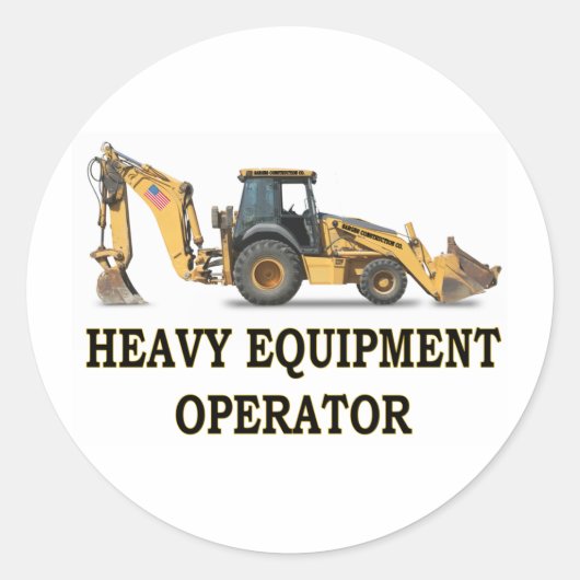 BACK-HOE-LADER RONDE STICKER (Voorkant)
