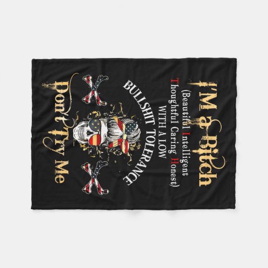 Back I'm A Btch Beautiful Intelligent Skeleton Mes Fleece Deken (Voorkant (Horizontaal))